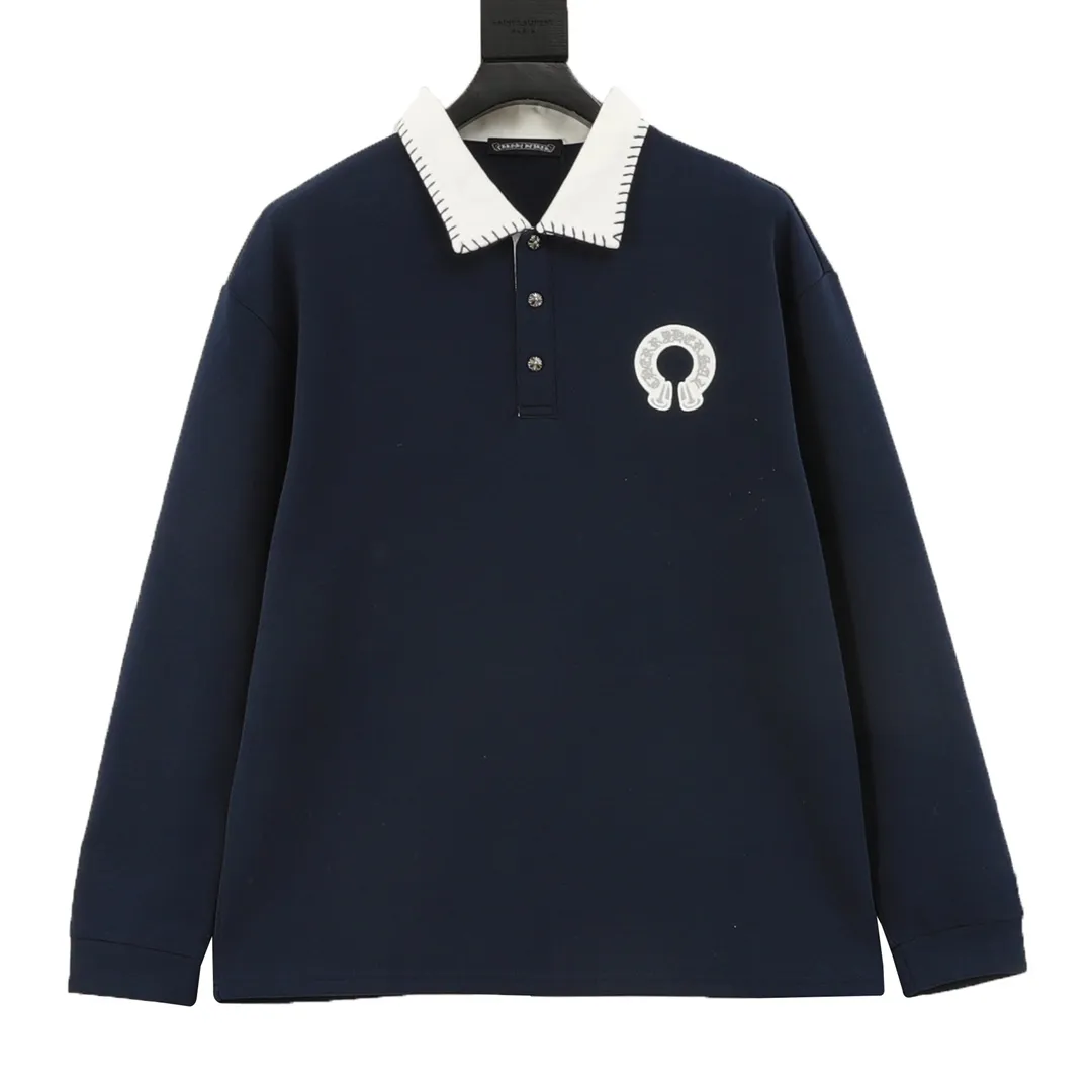 🅿️380 CH/Cro Heart Horseshoe embroidered lapel long-sleeved polo shirt made of customized fabrics. DuPont Sorona material is added, which is skin-friendly, long-lasting antibacterial, anti-mite, and more washable. The cotton thread has been repeatedly processed to remove inferior coarse fibers and impurities, leaving only high-quality cotton fibers, making the fabric more advanced and classy. Environmentally friendly polishing enzyme technology gives the fabric a clean appearance and clear texture. Simple and exquisite! Full of sense of ceremony! Simple and luxurious, full of design! It gives people a simple but not boring feeling, creating a low-key and unique personalized fashion! Fine workmanship, compare with the counters! A highly recognizable long-sleeved style with great upper body effect!!! Super versatile! Same style for men and women. Size：S-L